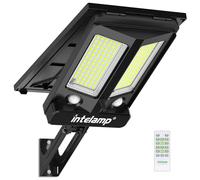 intelamp Projecteur Solaire Extérieur LED 3000LM, Batterie 12500mAh, Télécommande, 4 Modes, Double Capteur Mouvement 180°, Lampe Solaire pour Jardin, Garage, Terrasse