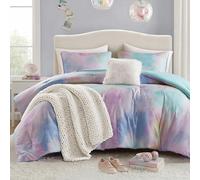 Intelligent Design Cassiopeia Parure de lit 4 pièces - Impression Aquarelle colorée tie Dye - Alternative Moderne en Duvet - Literie Toutes Saisons avec taie d'oreiller et Oreiller Assortis - Lit