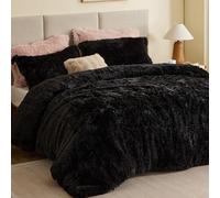 Intelligent Design Malea Parure de lit 3 pièces en Fausse Fourrure à Poils Longs en Peluche Unie Double Face Moderne et décontractée pour Toutes Les Saisons avec taie d'oreiller Assortie, très Grand