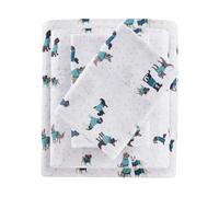 Intelligent Design Parure de lit 3 pièces en Flanelle 100% Coton avec imprimé Animaux, étoiles, Mignonnes et Chaudes, Ultra Douce pour Temps Froid, lit jumeau XL, Chiens Bleu Sarcelle