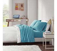Intelligent Design Parure de lit 3 pièces en Jersey de Coton mélangé Infroissable avec Bonnet Profond de 35,6 cm, Toutes Saisons, taie d'oreiller Assortie, lit Simple XL, Bleu Sarcelle