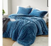 Intelligent Design Parure de lit 3 pièces en Peluche Confortable, Revers en Microfibre, légère, Super Douce, Couette en Velours côtelé, 2 Couvre-oreillers, pour Toutes Les Saisons, Avril, très Grand