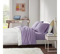 Intelligent Design Parure de lit 4 pièces en Jersey de Coton mélangé Infroissable avec Bonnet Profond de 35,6 cm, Toutes Saisons, taie d'oreiller Assortie, Queen Size, Violet