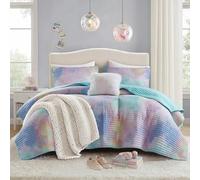 Intelligent Design Parure de lit bohème 4 pièces pour grand lit - Couvre-lit matelassé léger à l'aquarelle - Style décontracté et tendance - Pour toutes les saisons - Cassiopeia - Lit double/grand lit