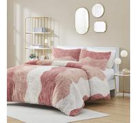 Intelligent Design Soft & Cozy Shaggy Faux Fur Comforter Set, Trendy Ombre Design with Vibrant Color, All Season, Down Alternative Bedding, Matching Sham, Cassie Full/Queen Blush Multi 3 Piece
