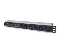 Intellinet 19" 1.5U Rackmount 6-Way Power Strip - German Type", With On/Off Switch and Surge Protection, 3m Power Cord - Coupe-circuit (rack-montable) - CA 250 V - entrée : CEE 7/4 - connecteurs de so
