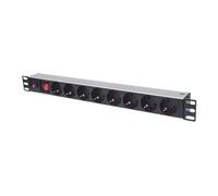 Intellinet 19" 1U Rackmount 8-Way Power Strip - German Type, With On/Off Switch and Overload Protection, 3m Power Cord - Coupe-circuit