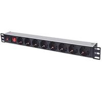 Intellinet 713986 : PDU 8 Prises Type F 1U Aluminium Noir, Protection Surcharge, 250V 16A, Câble 3m, Montage Rack 19", Humidité 10-90%