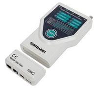 Intellinet 780094 Testeur de câble UTP/STP, RJ45/RJ11/IEEE-1394/USB, tests court-circuit & transmission, LED, portée 180m, gris, avec housse.