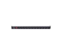Intellinet Vertical Rackmount 12-Way Power Strip - German Type, With On/Off Switch and Overload Protection, 1.6m Power Cord - Coupe-circuit (rack-montable) - CA 250 V - entrée : CEE 7/4 - connecteurs
