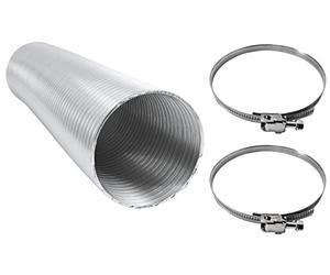 Intelmann® Tuyau flexible en aluminium de 50 à 355 mm de long avec 2 colliers de serrage en acier inoxydable - Fabriqué en Allemagne (DN 200 mm)