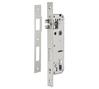 INTELOCK - Serrure Encastrable avec Trou Cylindre pour Porte d'Entrée - Inox - Axe 30 mm - Entr'Axes 85 mm - Carré 8 mm - Réversible - Bouts Carrés - Gris