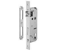 INTELOCK - Serrure Encastrable avec Trou Cylindre pour Porte d'Entrée - Inox - Axe 45 mm - Entr'Axes 85 mm - Carré 8 mm - Réversible - Bouts Carrés - Gris