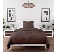 Parure de couette en microfibre lavée 140x200 cm BOHEME brun, par Soleil d'Ocre