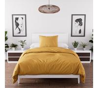 Parure housse de couette en microfibre lavée 140x200 cm BOHEME moutarde, par Soleil d'Ocre