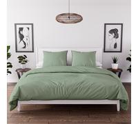 Parure housse de couette en microfibre lavée 240x220 cm BOHEME vert d'eau, par Soleil d'Ocre