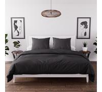 Parure housse de couette en microfibre lavée 260x240 cm BOHEME noir, par Soleil d'Ocre