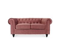INTENSE DECO Canapé Chesterfield Velours 2 Places Altesse Vieux Rose