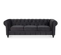 Canape Chesterfield Velours 3 Places Altesse Noir