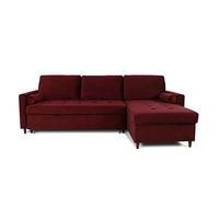 Canapé d'angle convertible réversible Claudio en velours rouge