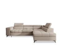 INTENSE DECO Canapé d'angle Droit Convertible Gaspard Velours Beige