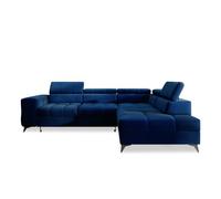 INTENSE DECO Canapé d'angle Droit Convertible Gaspard Velours Bleu