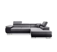 INTENSE DECO Canapé d'angle Droit Convertible Marius Gris et Noir
