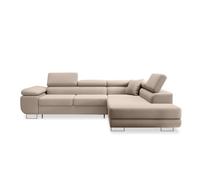 INTENSE DECO Canapé d'angle Droit Convertible Marius Velours Beige