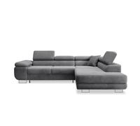 INTENSE DECO Canapé d'angle Droit Convertible Marius Velours côtelé Gris foncé