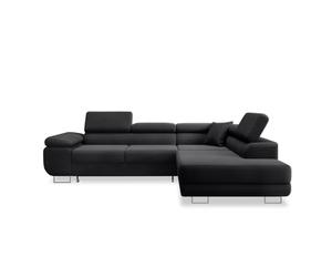 INTENSE DECO Canapé d'angle Droit Convertible Marius Velours côtelé Noir
