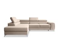 INTENSE DECO Canapé d'angle Gauche Convertible Isaac Velours Beige