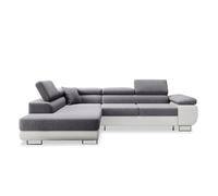 INTENSE DECO Canapé d'angle Gauche Convertible Marius Gris et Blanc