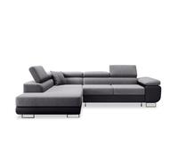 INTENSE DECO Canapé d'angle Gauche Convertible Marius Gris et Noir