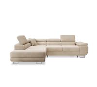 INTENSE DECO Canapé d'angle Gauche Convertible Marius Velours côtelé Beige