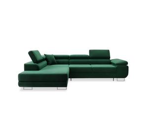 INTENSE DECO Canapé d'angle Gauche Convertible Marius Velours Vert