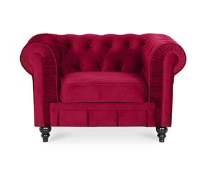 INTENSE DECO Fauteuil Chesterfield Velours Altesse Rouge