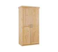 INTER LINK Armoire à vêtements en pin massif, veines naturelles (2 portes, crème)