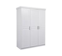 Inter Link Armoire à vêtements en pin massif, veines naturelles (3 portes, blanc)