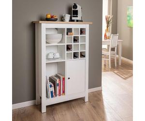 Inter Link Armoire à vin, Bois d'ingénierie, Blanc, 3 Compartiments/1 Porte