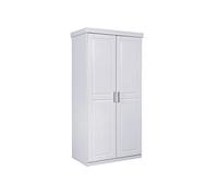 Inter Link - Armoire - Armoire à portes battantes - Armoire à linge - Armoire penderie - Armoire de chambre à coucher - 2 portes - Pin massif - Hakon - Blanc laqué