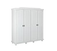 INTER LINK Armoire en bois massif (4 portes, blanc)