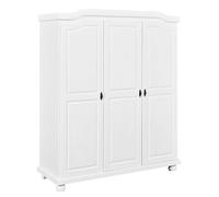 Inter Link - Armoire fonctionnelle - 3 portes - 5 niches - Avec penderie - Armoire en pin massif - Blanc vernis - Largeur :150cm Profondeur :56cm Hauteur : 180cm - Bastian