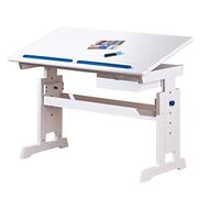 Inter Link Bureau pour enfants Baru avec tiroir pin massif blanc, bleu et rose