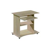 Inter Link - Bureau - Table pour ordinateur portable - Table pour ordinateur - Sur roulettes - Tiroir coulissant - Mini table de bureau - Stratifié - 80 x 50 x 75cm - Chêne Sonoma Imitation- Durini