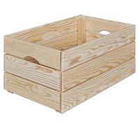 Inter Link, Caisse en bois, Caisse empilable en bois massif, Caisse de rangement, Pour fruits, légumes, vin, jardin, salle de bain, salle de jeux, Gain de place, pratique, 51 x 31