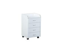 Inter Link - Caisson à roulettes avec tiroirs - Caisson de bureau fixe - Armoire à roulettes Commode de bureau 4 Blanc - Pronti