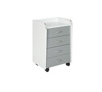 Inter Link - Caisson à roulettes avec tiroirs - Caisson de bureau sur pied - Armoire à roulettes Commode de bureau 4 Blanc et Gris - Printi