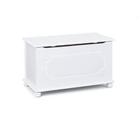 Inter Link - Coffre à jouets en bois massif - Malle de rangement en bois - Coffre de rangement - Banc de rangement avec couvercle rabattable - Laqué blanc - Emel
