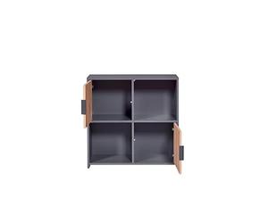 Inter Link - Commode 2 Portes - Buffet - Étagère sur Pied -pour Chambre, Salon - Chêne Artisan - Anthracite - Bois Composite - Robuste - Entretien Facile - Pepeto 2T