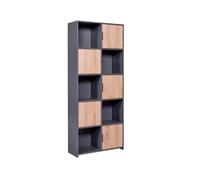 Inter Link - Commode 5 Portes - Buffet - Étagère sur Pied - pour Chambre, Salon- Chêne Artisan - Anthracite - Bois Composite - Robuste - Entretien Facile - Pepeto 5T